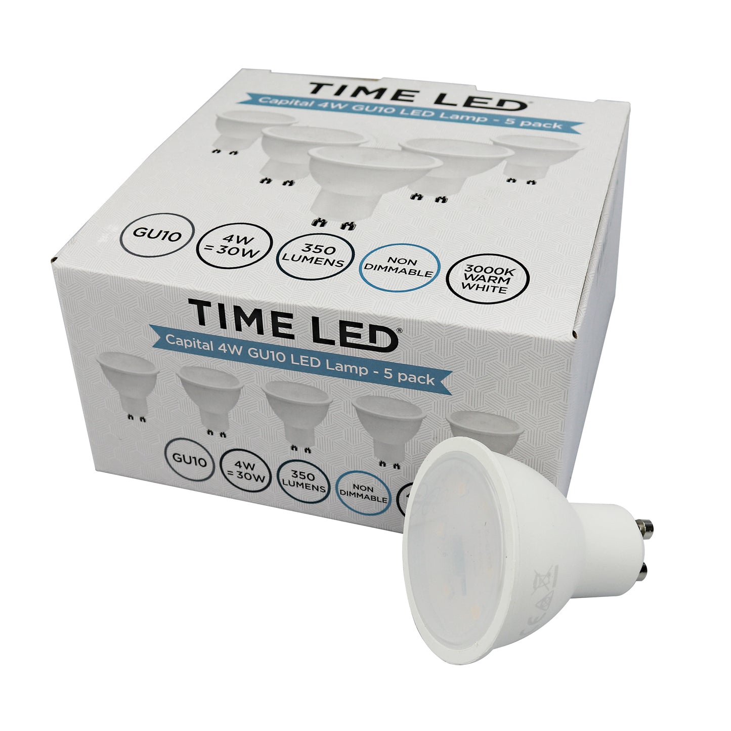 TIME LED Capital Spotlight 4W GU10 Warm White LED Lamp (5 per pack)