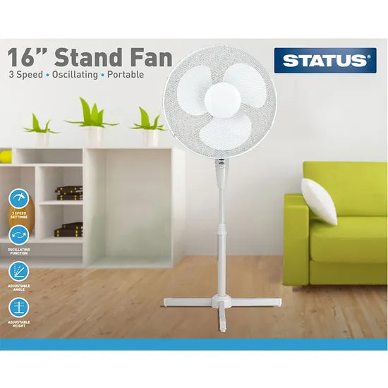 Status 16" Stand Fan White