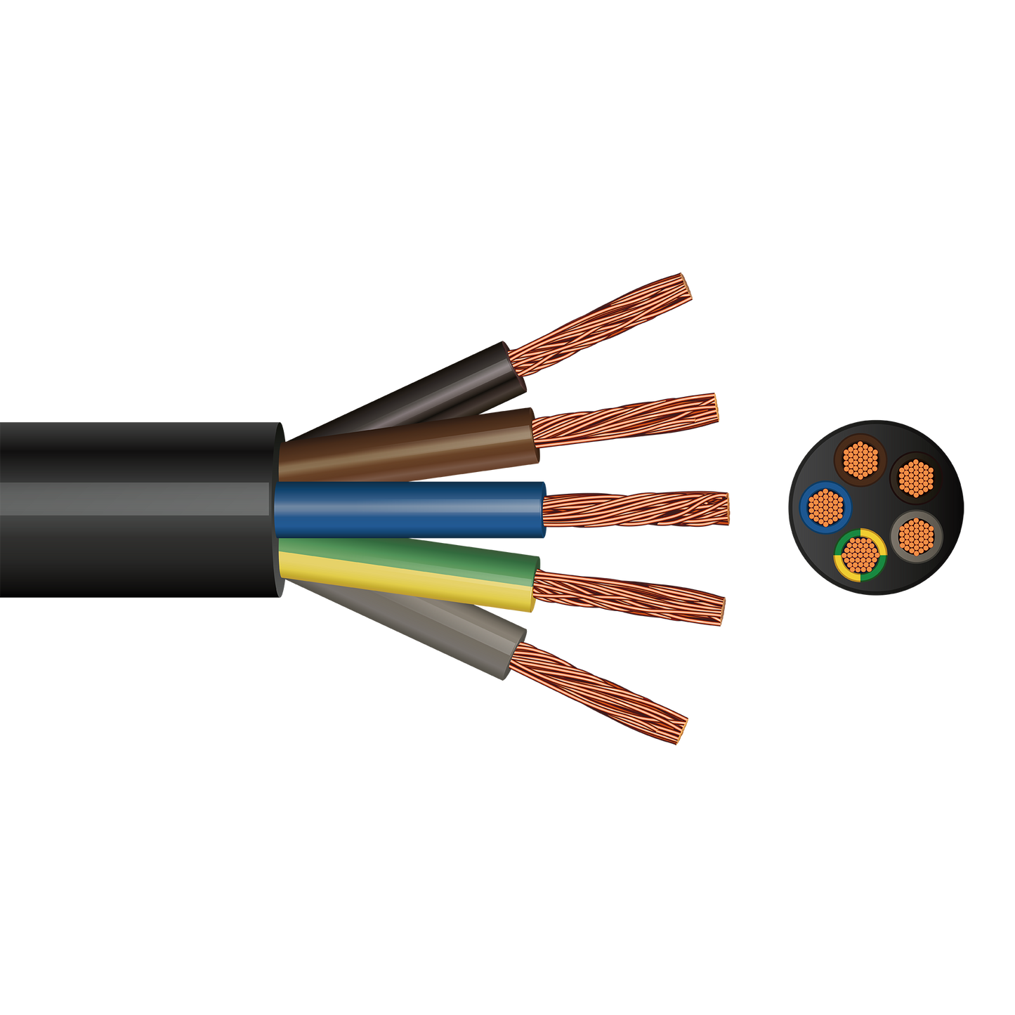 Pitacs 3185Y 5 Core Round Flex Cable