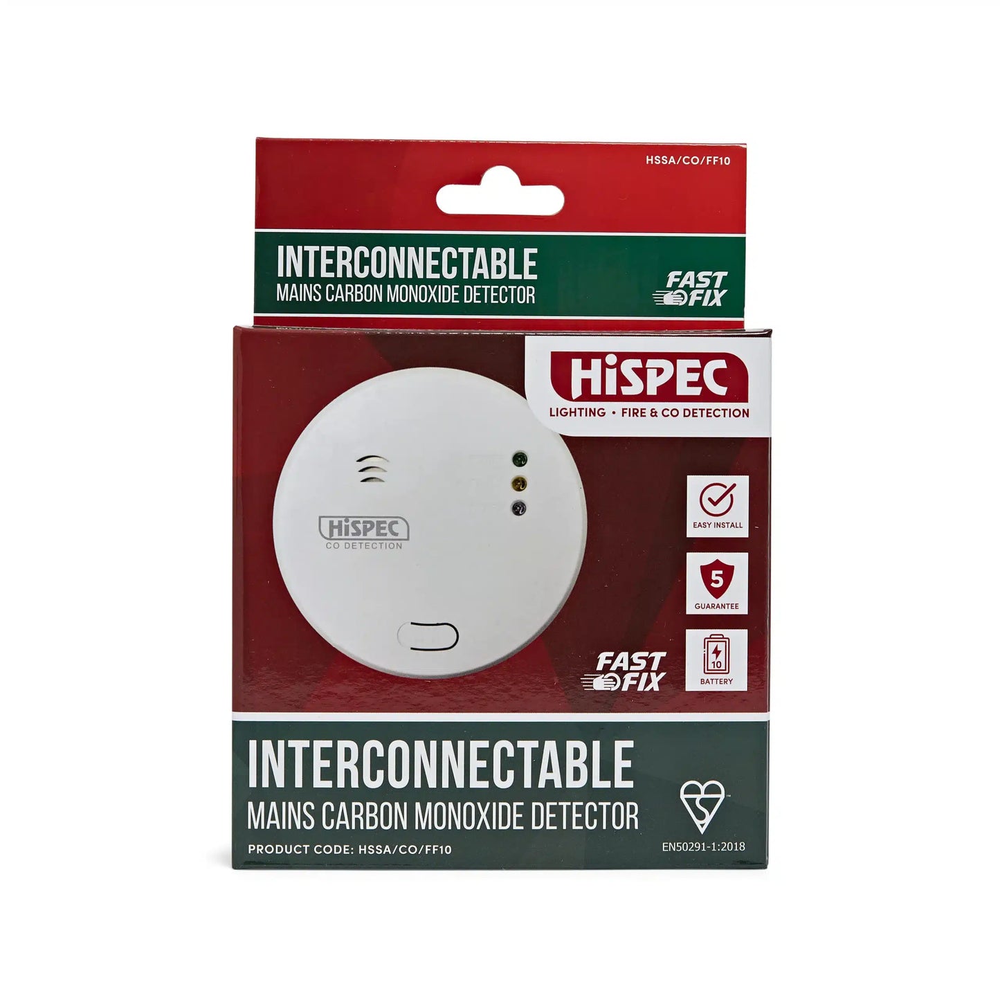 HiSPEC Interconnectable Fast Fix Mains Carbon Monoxide Detector
