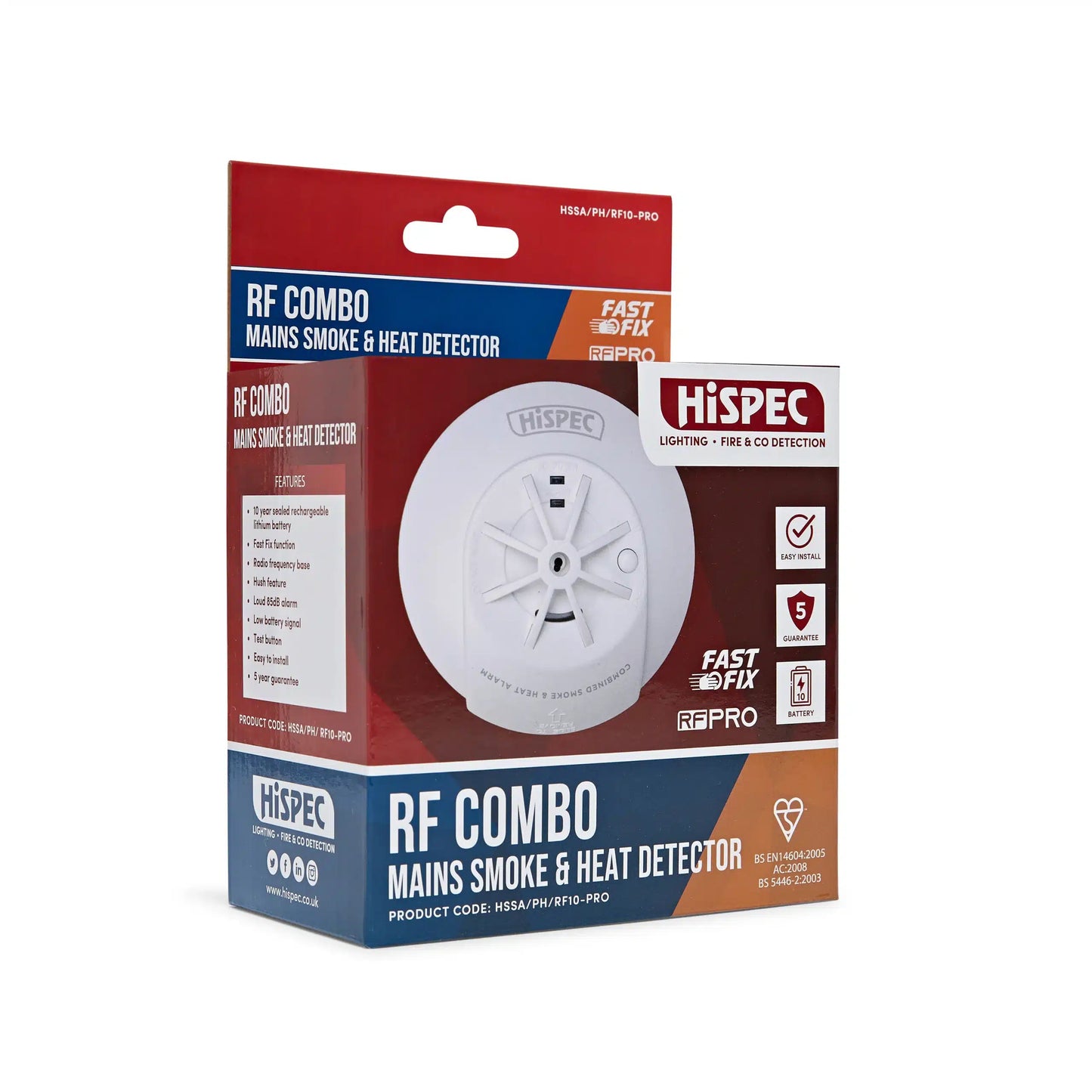 HiSPEC RF Combo Fast Fix Mains Smoke & Heat Detector