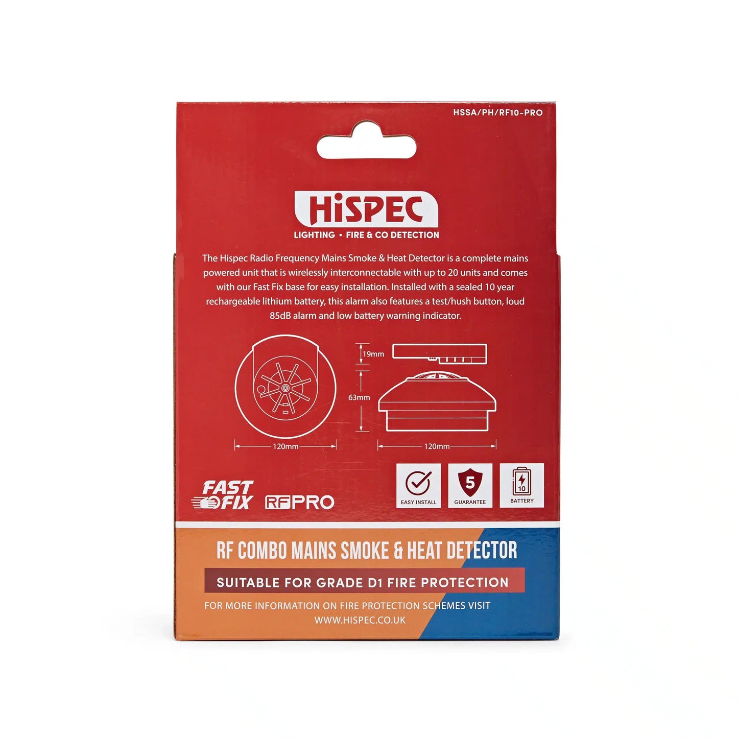 HiSPEC RF Combo Fast Fix Mains Smoke & Heat Detector