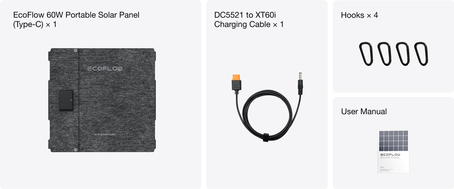 EcoFlow 60W Portable USB-C Solar Panel