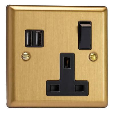 Varilight 13A Switched Socket with 2 x 17W Shared USB A Charging Ports