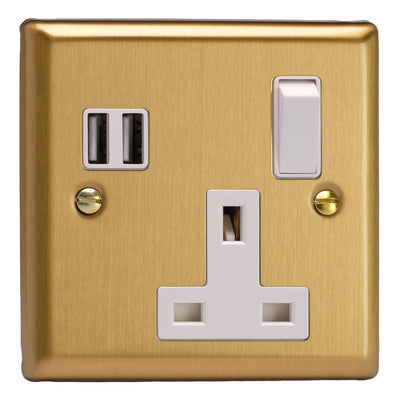 Varilight 13A Switched Socket with 2 x 17W Shared USB A Charging Ports