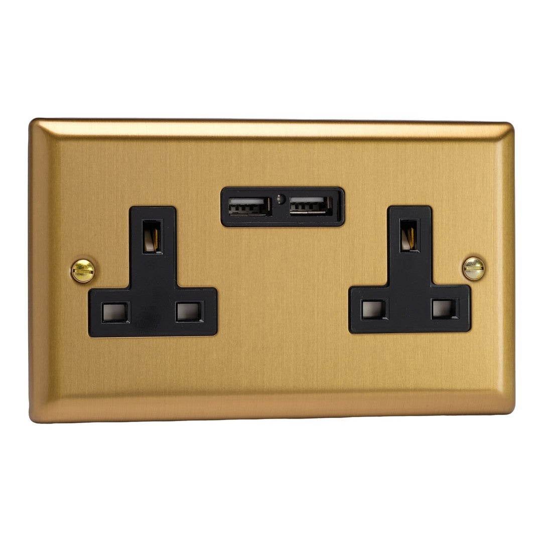Varilight 13A Unswitched Socket with 2 x 12W Shared USB A Charging Ports