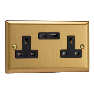 Varilight 13A Unswitched Socket with 2 x 12W Shared USB A Charging Ports