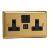 Varilight Double Socket with 2 x 12W Shared USB A Charging Ports