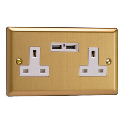 Varilight 13A Unswitched Socket with 2 x 12W Shared USB A Charging Ports