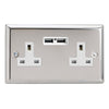 Varilight 13A Unswitched Socket with 2 x 12W Shared USB A Charging Ports