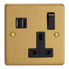 Varilight Essential 13A Switched Socket with 2 x 17W Shared USB A Charging Ports