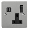Varilight Essential 13A Switched Socket with 2 x 17W Shared USB A Charging Ports