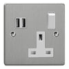 Varilight Essential 13A Switched Socket with 2 x 17W Shared USB A Charging Ports