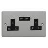 Varilight Essential 13A Unswitched Socket with 2 x 12W Shared USB A Charging Ports