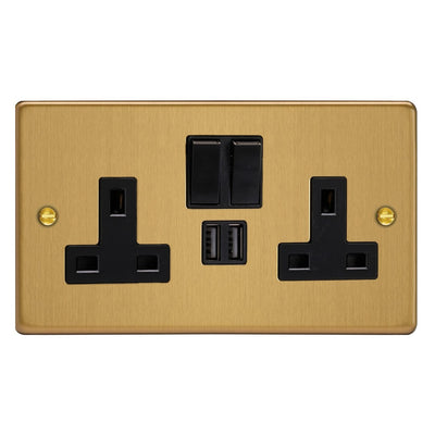 Varilight Essential Double Socket with 2 x 12W Shared USB A Charging Ports