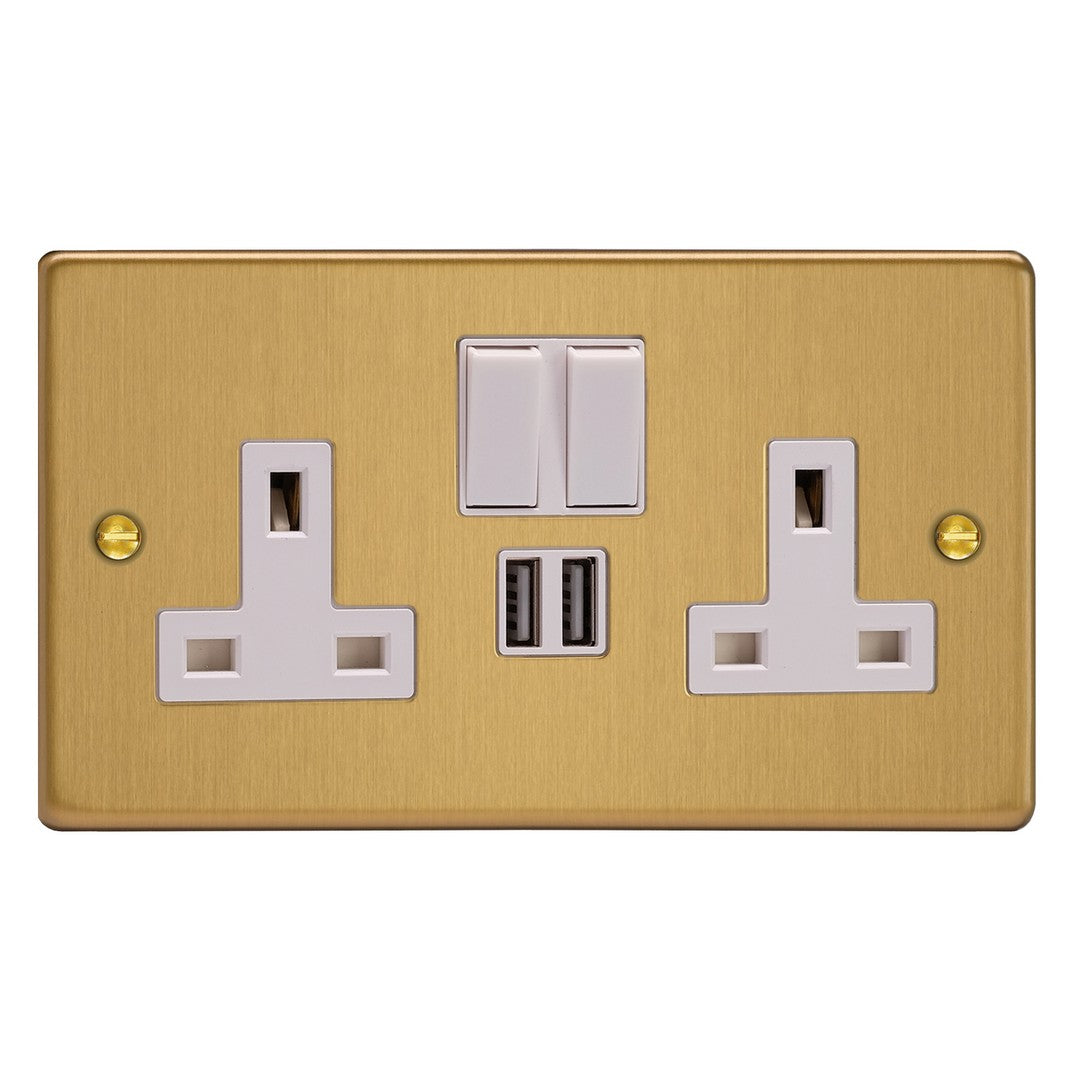 Varilight Essential Double Socket with 2 x 12W Shared USB A Charging Ports