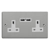 Varilight Essential 13A Unswitched Socket with 2 x 12W Shared USB A Charging Ports