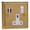 Varilight 13A Switched Socket with 2 x 17W Shared USB A Charging Ports