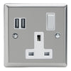 Varilight 13A Switched Socket with 2 x 17W Shared USB A Charging Ports