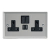 Varilight Double Socket with 2 x 12W Shared USB A Charging Ports