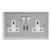 Varilight Double Socket with 2 x 12W Shared USB A Charging Ports