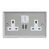 Varilight Double Socket with 2 x 12W Shared USB A Charging Ports
