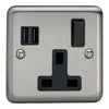 Varilight 13A Switched Socket with 2 x 17W Shared USB A Charging Ports