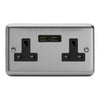 Varilight 13A Unswitched Socket with 2 x 12W Shared USB A Charging Ports