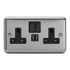 Varilight Double Socket with 2 x 12W Shared USB A Charging Ports