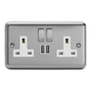 Varilight Double Socket with 2 x 12W Shared USB A Charging Ports