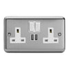 Varilight Double Socket with 2 x 12W Shared USB A Charging Ports