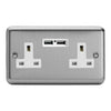 Varilight 13A Unswitched Socket with 2 x 12W Shared USB A Charging Ports