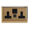 Varilight Double Socket with 2 x 12W Shared USB A Charging Ports