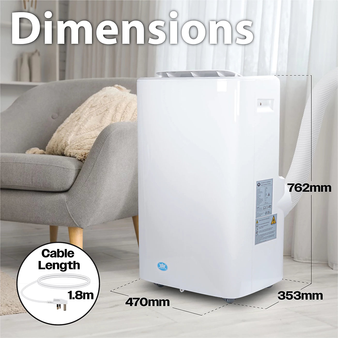 Prem-i-Air Portable Air Conditioning Unit White 12,000BTU Wifi Control
