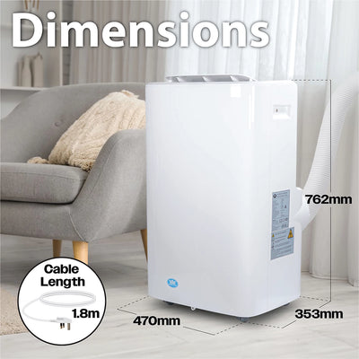 Prem-i-Air Portable Air Conditioning Unit White 12,000BTU Wifi Control